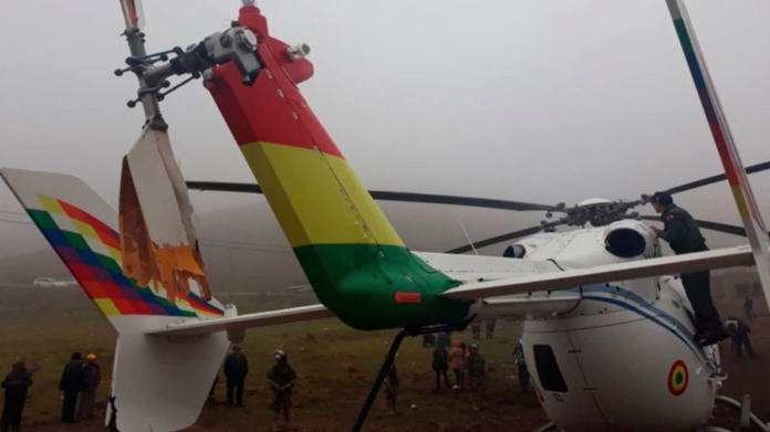 Cae helicóptero de Evo Morales