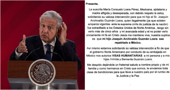 Carta de la mamá del Chapo