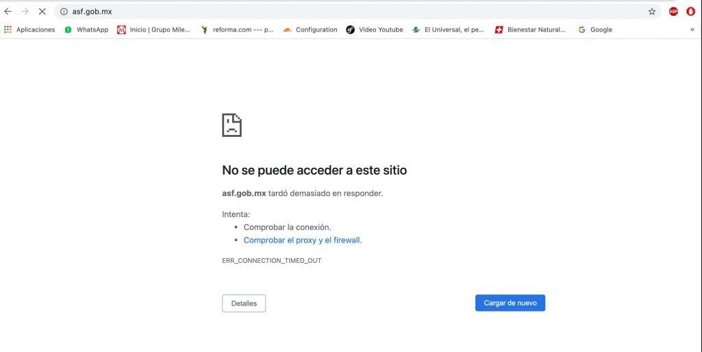 Reportan fallas en sitio de ASF