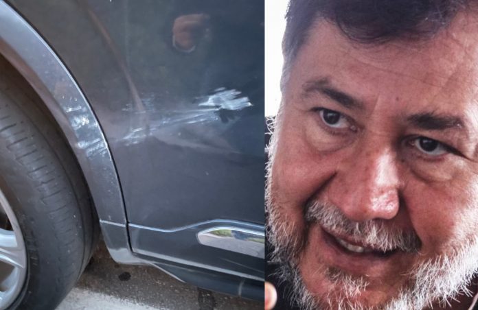 Apedrean camioneta de Noroña Tampoco en Puebla quieren a Noroña!: Apedrean su camioneta