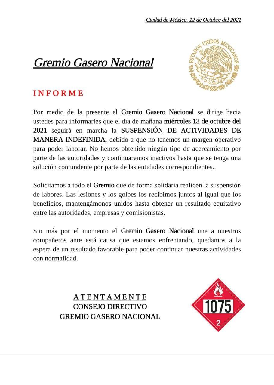 Gaseros no ceden y mantendrán paro en Valle de México