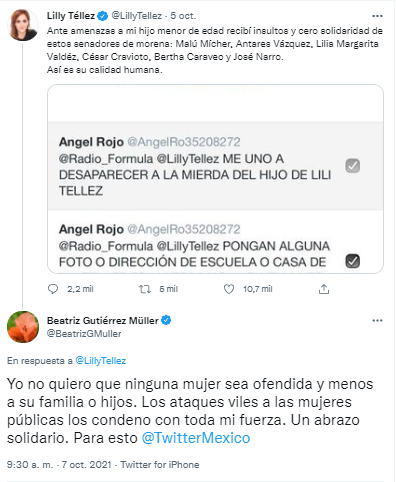 Mensaje de Müller a Téllez