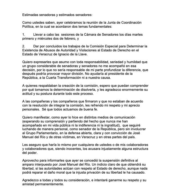 “División no ayuda a AMLO, ni a la 4T”, Monreal a senadores de Morena